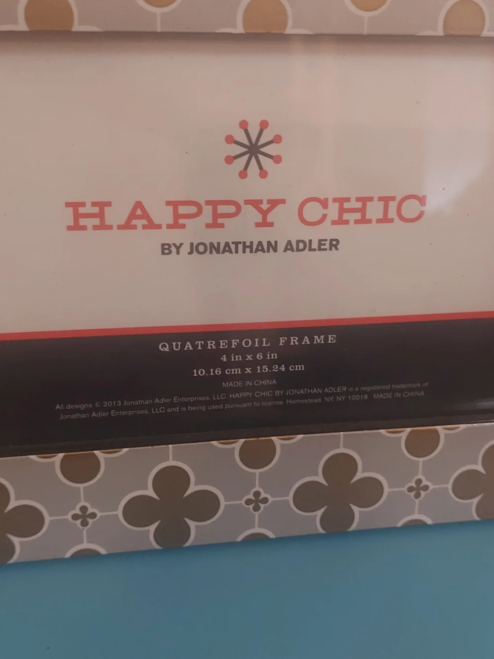 Jonathan Adler Gold and White Quatrefoil Frame